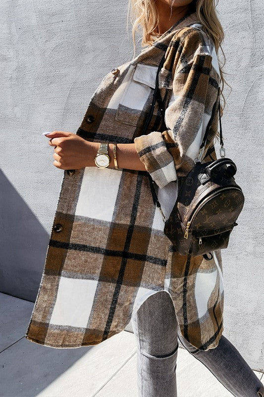 Plaid Khaki Shacket