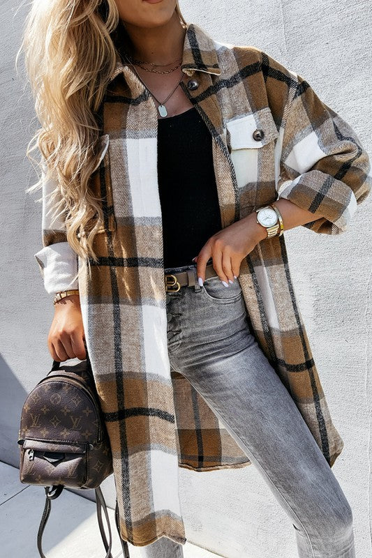 Plaid Khaki Shacket